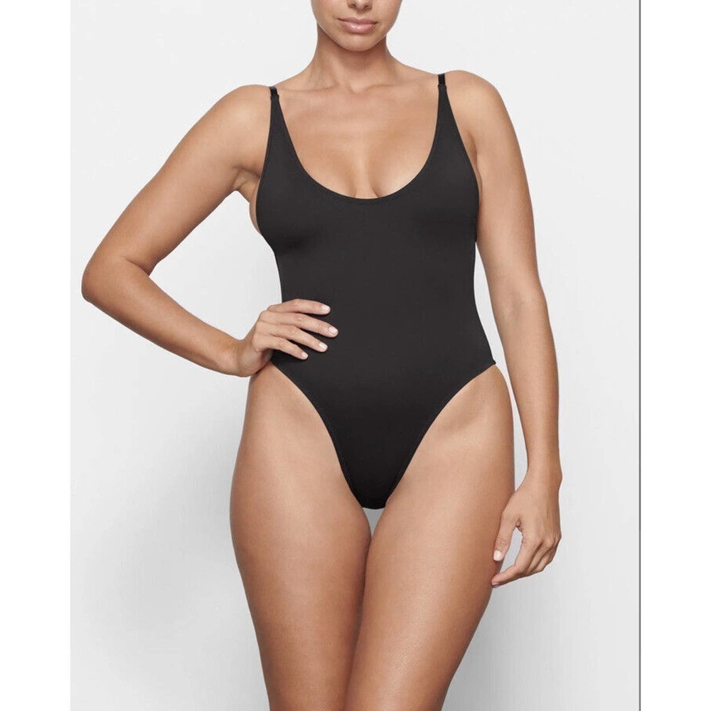 NWT Skims Scoop Neck One Piece Swimsuit Onyx Black Size S SOLD OUT
